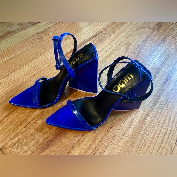 Blue patent geometric heels - Picture 9 of 11